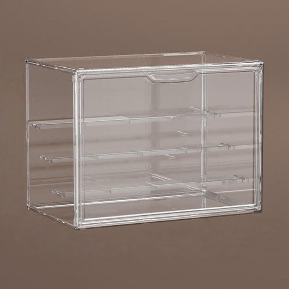 4-Tier Clear Acrylic Display Case for Action Figures, Dustproof Collectibles Storage Organizer Box with Adjustable Dividers