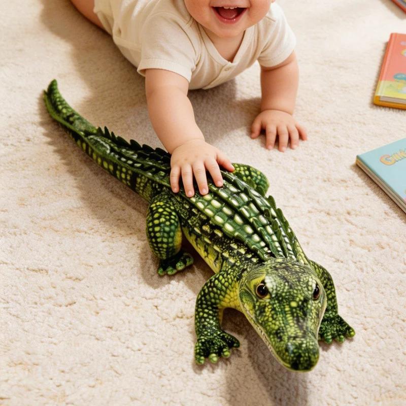 65/90CM Simulation Crocodile Plush Toys Soft Stuffed Lifelike Green Gray Brown Giant Alligator Sofa Cushion