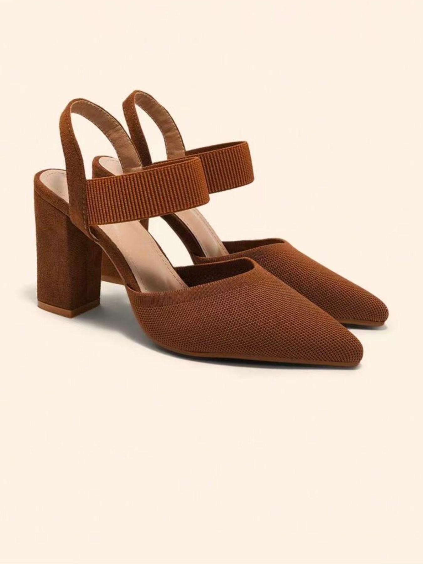 Women's Pointed Toe Block Heel High Heel, Elegant Fashion Classic Luxury Ladies' High Heeled Sandals, All-Season Fabric Shoes