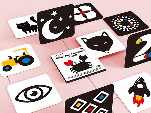 hahaland Flash Cards Baby Visual Stimulation Cards for 0-3-6-12-36 Months, 0-3 Months Infant Newborn Tummy Time Toys Gifts 6''×6'' Large for Sensory Development Black White Card Set