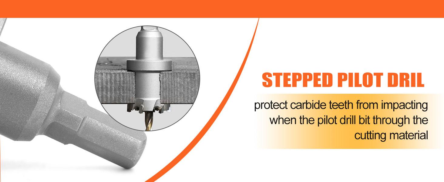 Carbide Hole Saw Kit for Metal TCT 5/8"-2-1/4" Inch Hole Cutter Set, for High Precision Cutting of Stainless Steel, Iron, Copper, Brass