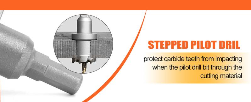Carbide Hole Saw Kit for Metal TCT 5/8"-2-1/4" Inch Hole Cutter Set, for High Precision Cutting of Stainless Steel, Iron, Copper, Brass