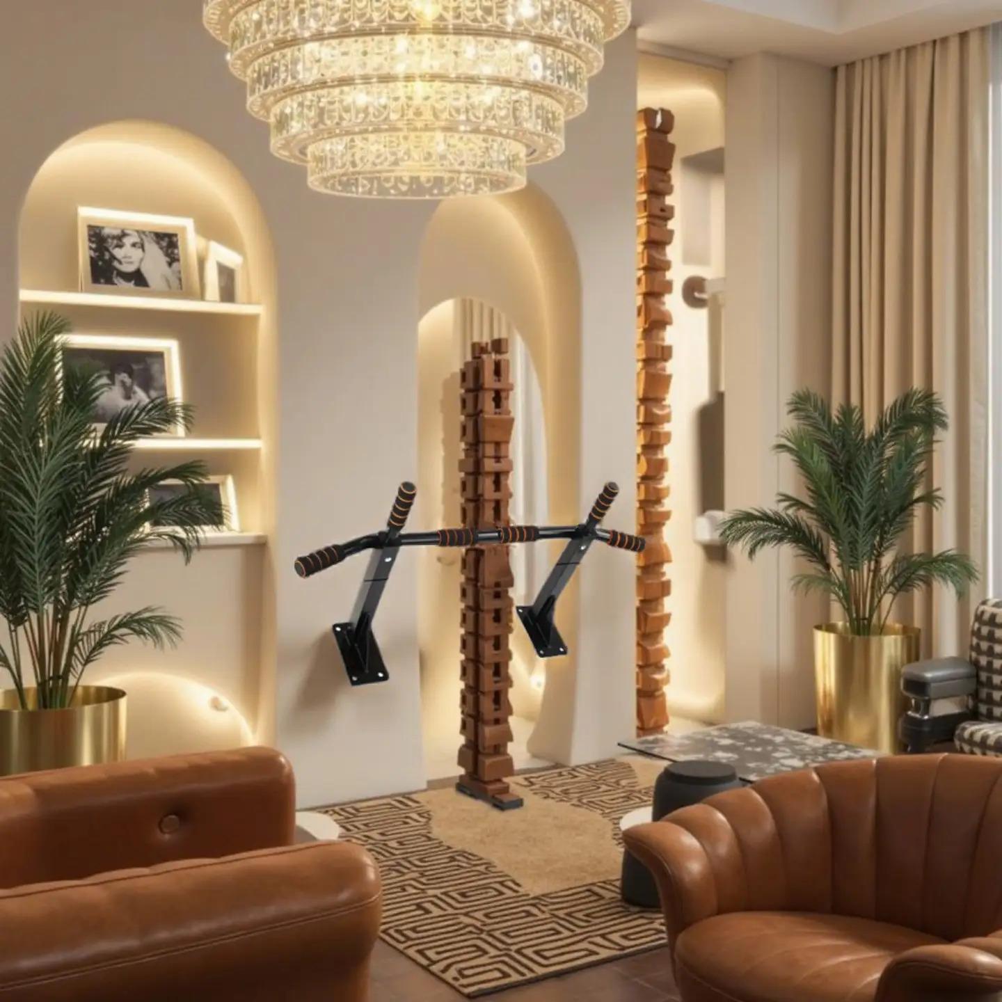 All-Season Doorway & Wall Mounted Pull Up Bar, Space Saving Fitness Bar, Dual-Purpose for Home & Commercial Use, Adjustable Hanging Chin Up Bar No Independent Stand