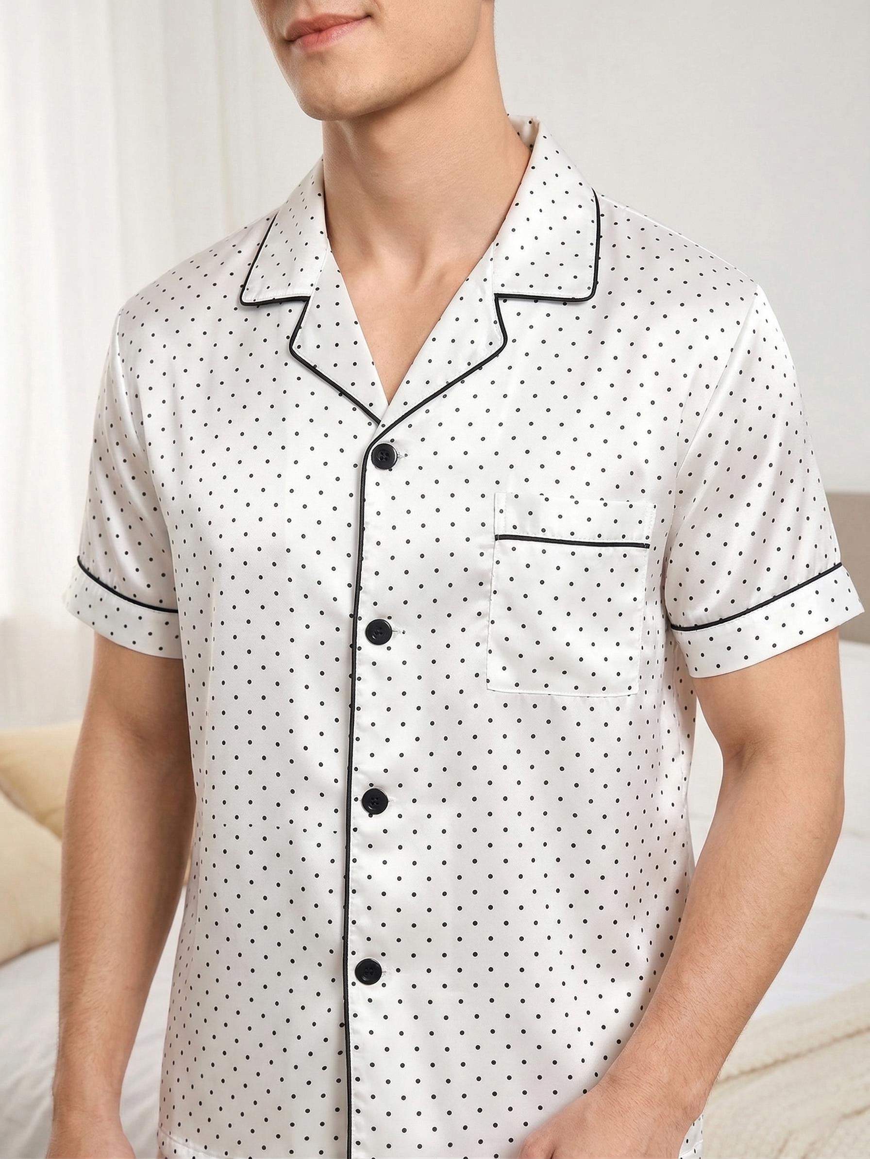 Couple Casual Sleepwear Set, Two-Piece Short Sleeve + Shorts, Ice Silk Comfortable Home Wear, Summer Thin for Men and Women