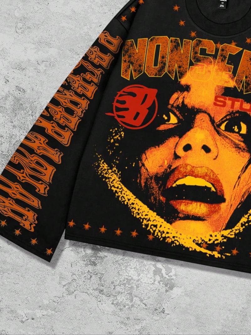 Men's Street Style Jesus Print T-Shirt, Casual Spring & Summer Wear, Retro 2000s Fashion, Autumn Collection