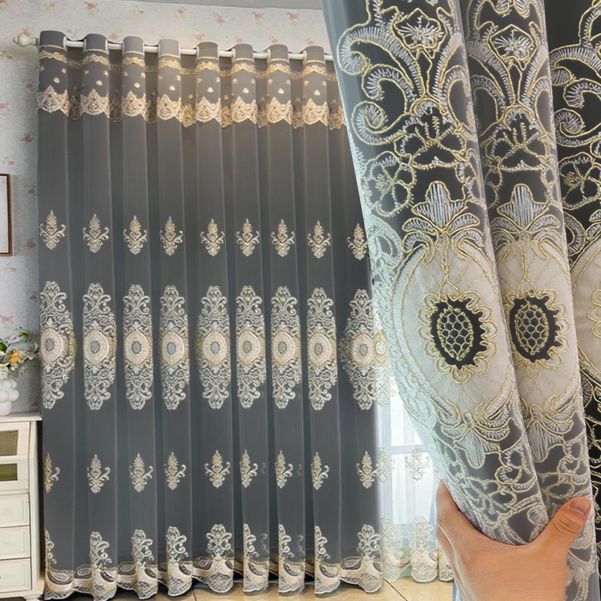 1pc European Luxury Double Layer Sheer Curtain, Princess Style, Light Blocking, Suitable for Kids Room, Living Room, Bedroom