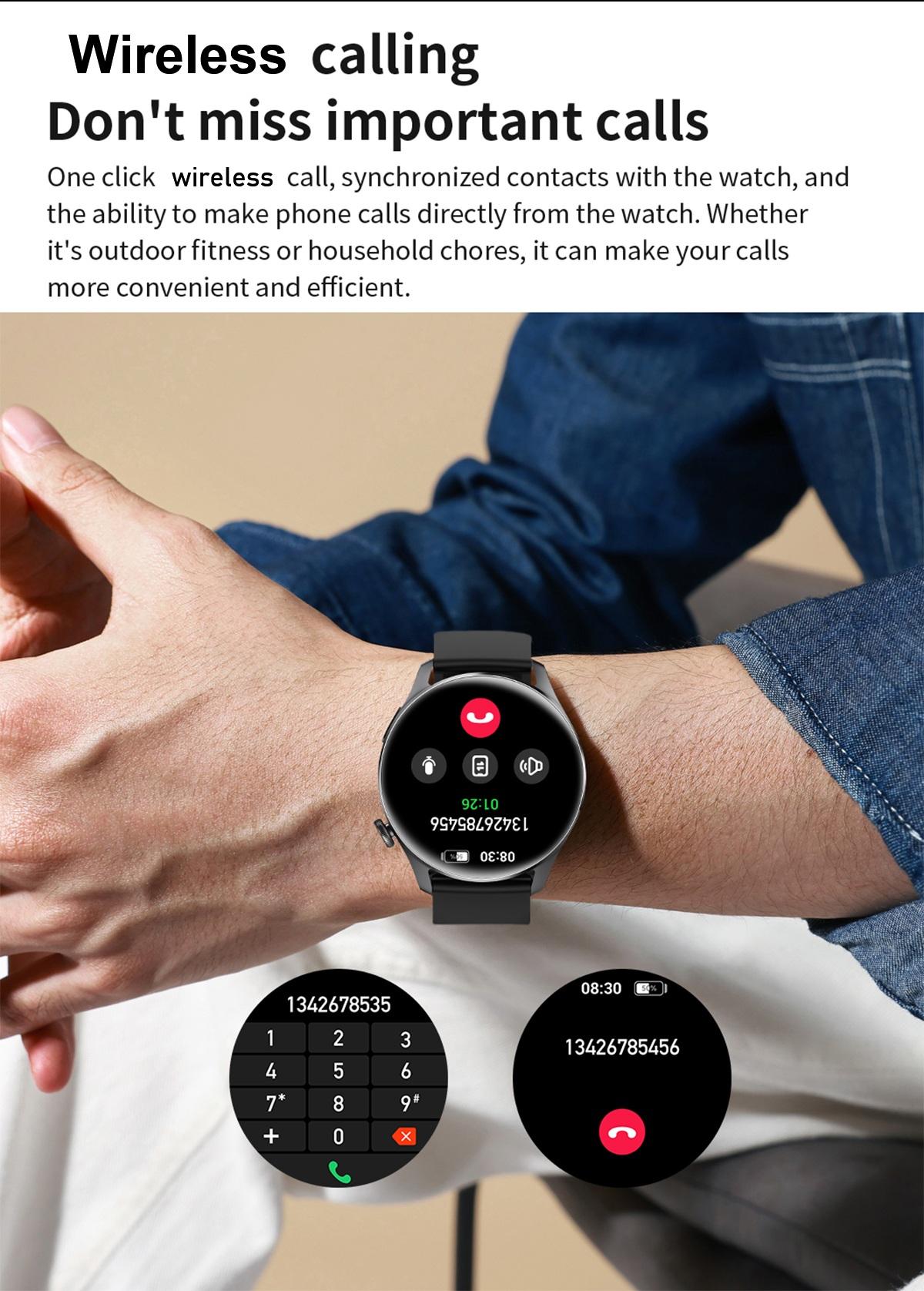 High-value smart watch, 1.53-inch touchscreen with wireless calling, over 100 sports modes and watch faces, AI voice assistant, compatible with Android and iPhone watches, fitness watch wearable device, ceramic resin strap waterproof watch.