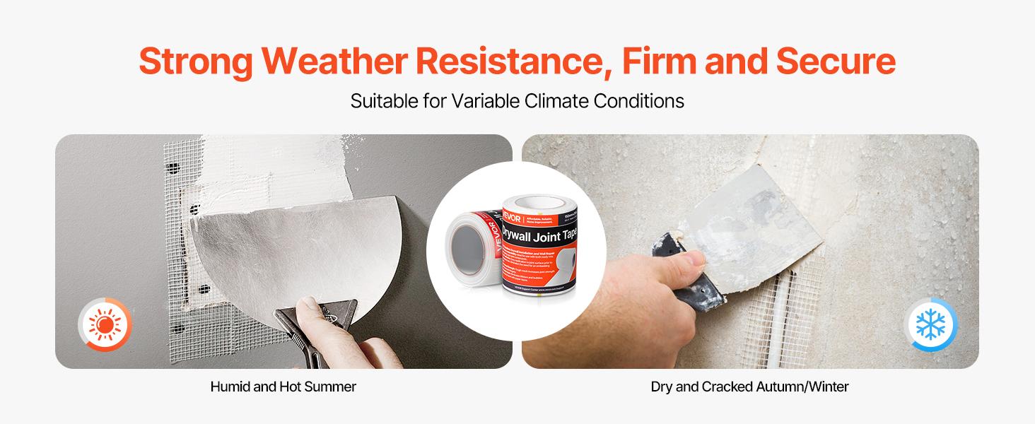 VEVOR Drywall Mesh Tape, 5.91 inch Wx 98.43 ft L Self-Adhesive Fiberglass Drywall Joint Tape, 12 Rolls Dry Wall Patch for Easy Sheetrock Ceiling Crack Repair, to Achieve Smooth Even Wall Surface