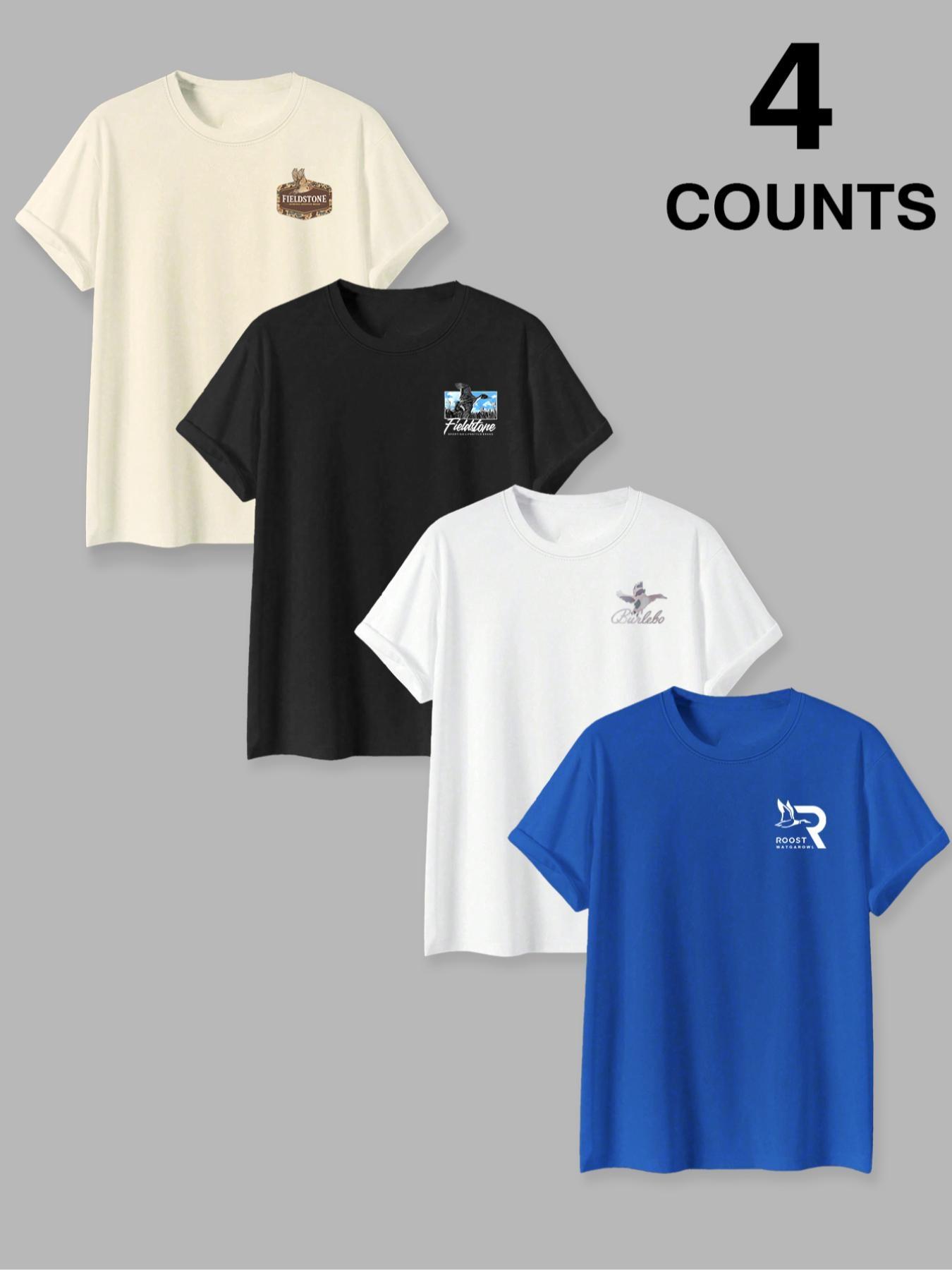 Men's 4 Pack Duck Hunting Graphic T-Shirts, Outdoor Sporting Lifestyle Tees, Casual Fitted Short Sleeve Shirts for Hunting & Daily Wear