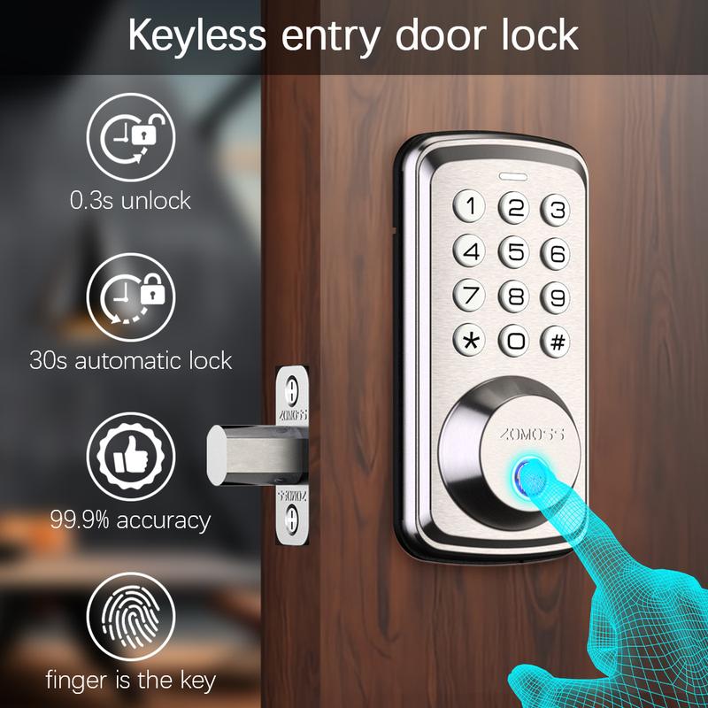 ZOMOSS smart door lock - anti peeping keyboard, automatic locking function, easy installation - perfect home security guarantee, upgraded home security | modern design | easy to install lock
