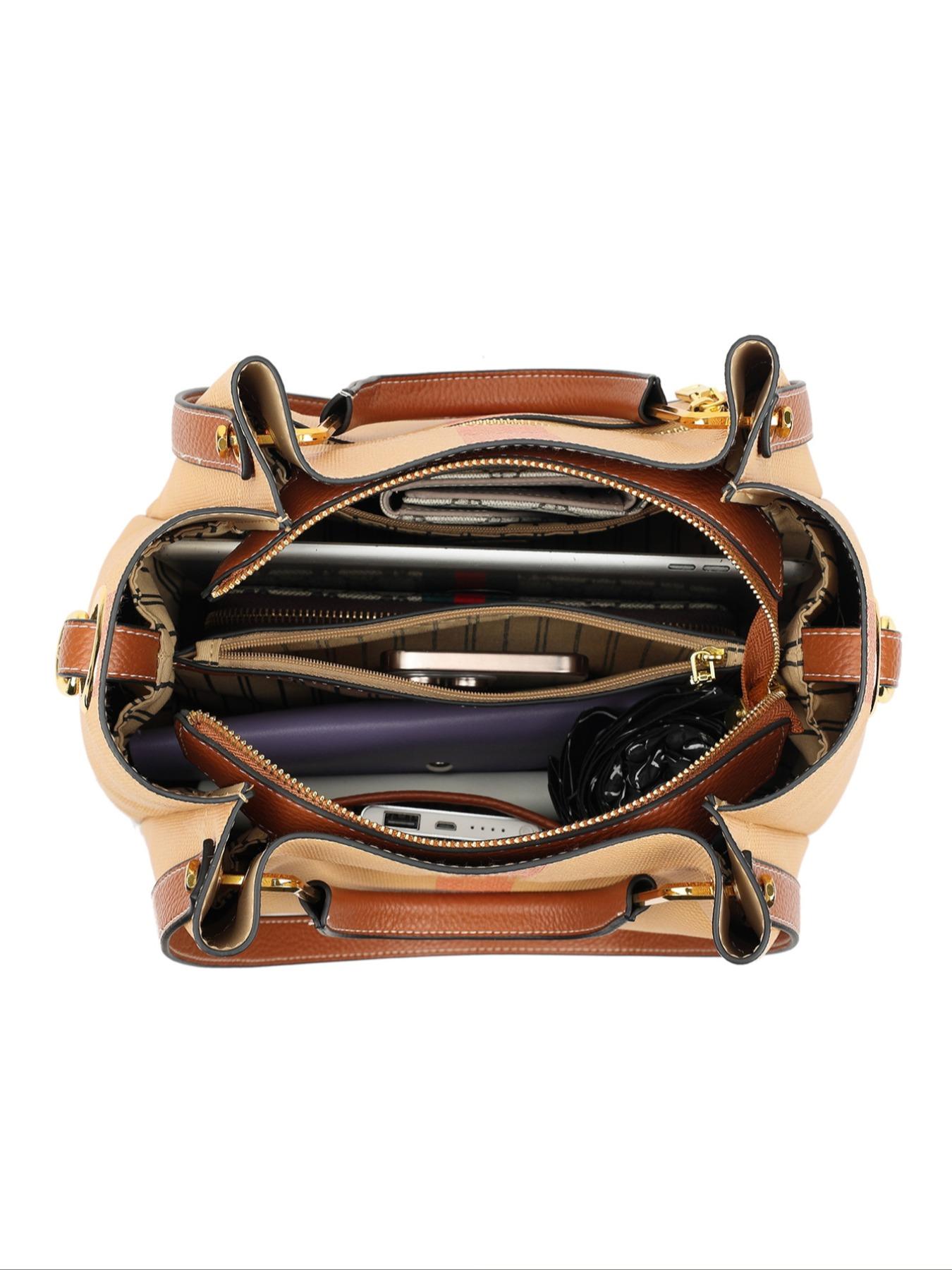 Elegant Zippered Handbag for Women, Fashionable Crossbody Bag, Casual Plaid Work Backpack, Stylish Daily Use Accessory