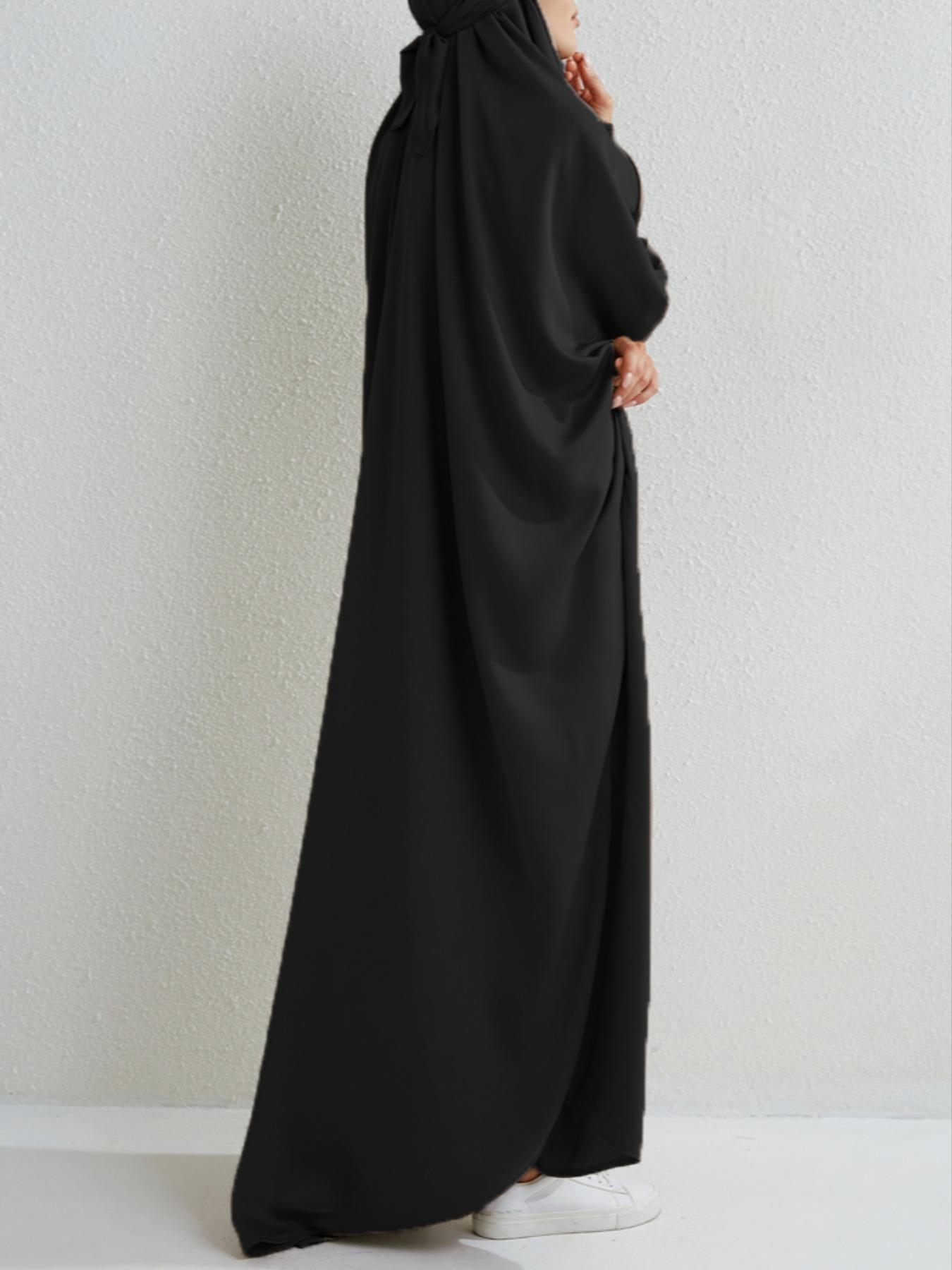 Dubai Turkish Long Robe Dress, Modesty Muslim Thobe, Traditional Arabic Robe, Loose-Fitting Woven Fabric, Moderate Thickening, All Seasons Wear, Elegant Plain Color Design, Modest Muslim Outfits