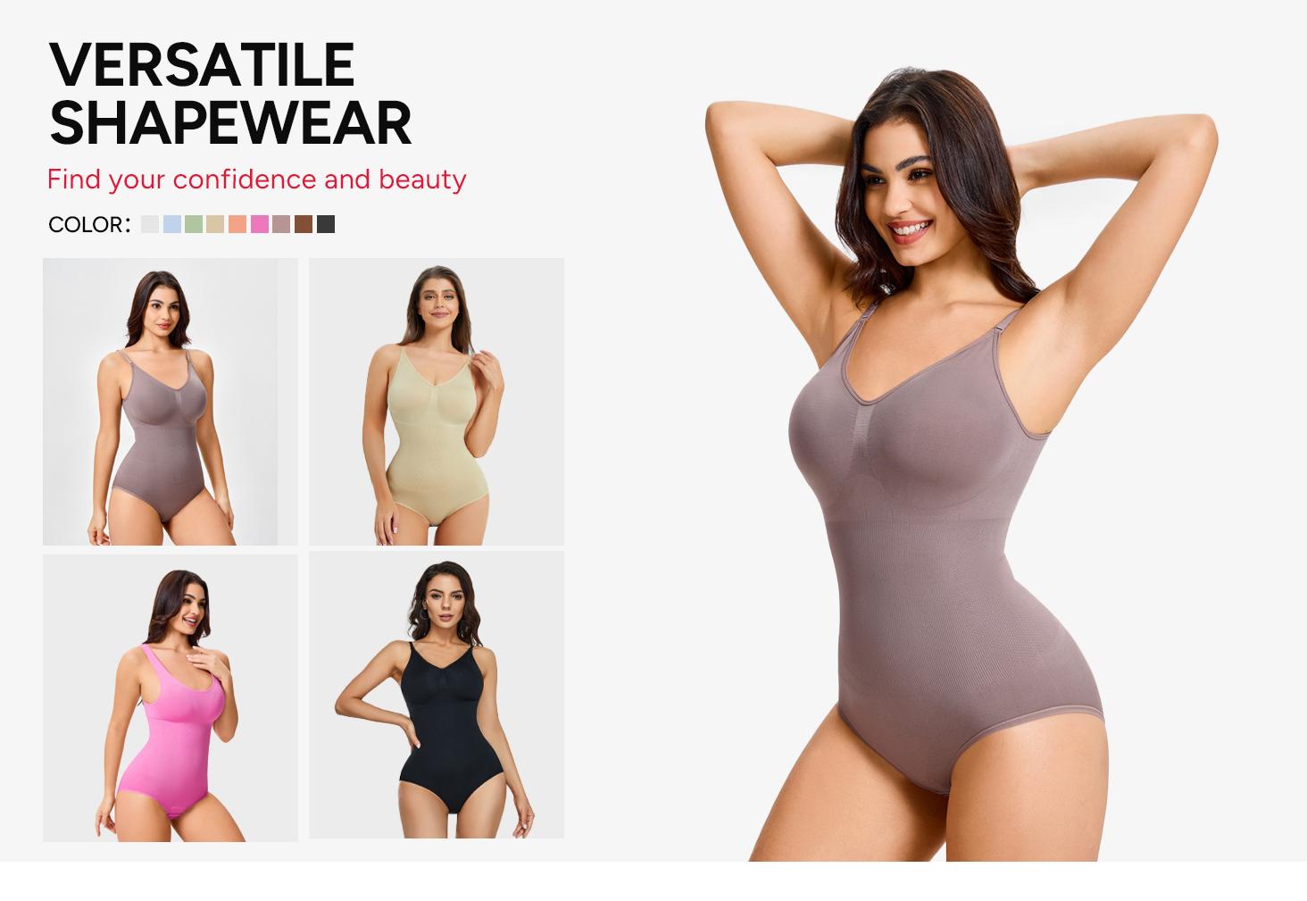 Nebility Women's Shapewear Bodysuit Tummy Control Body Shaper  Snatched Waist Body Suit Basic Compression Spaghetti Strap Womenswear