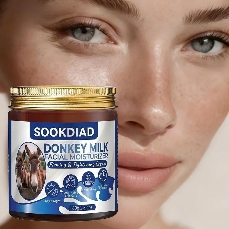 Convenient Donkey Milk Moisturizing Cream, Facial Use, Quick Hydration, Nourishing Skin Care, 80g/2.82oz, All Skin Types, Morning and Evening