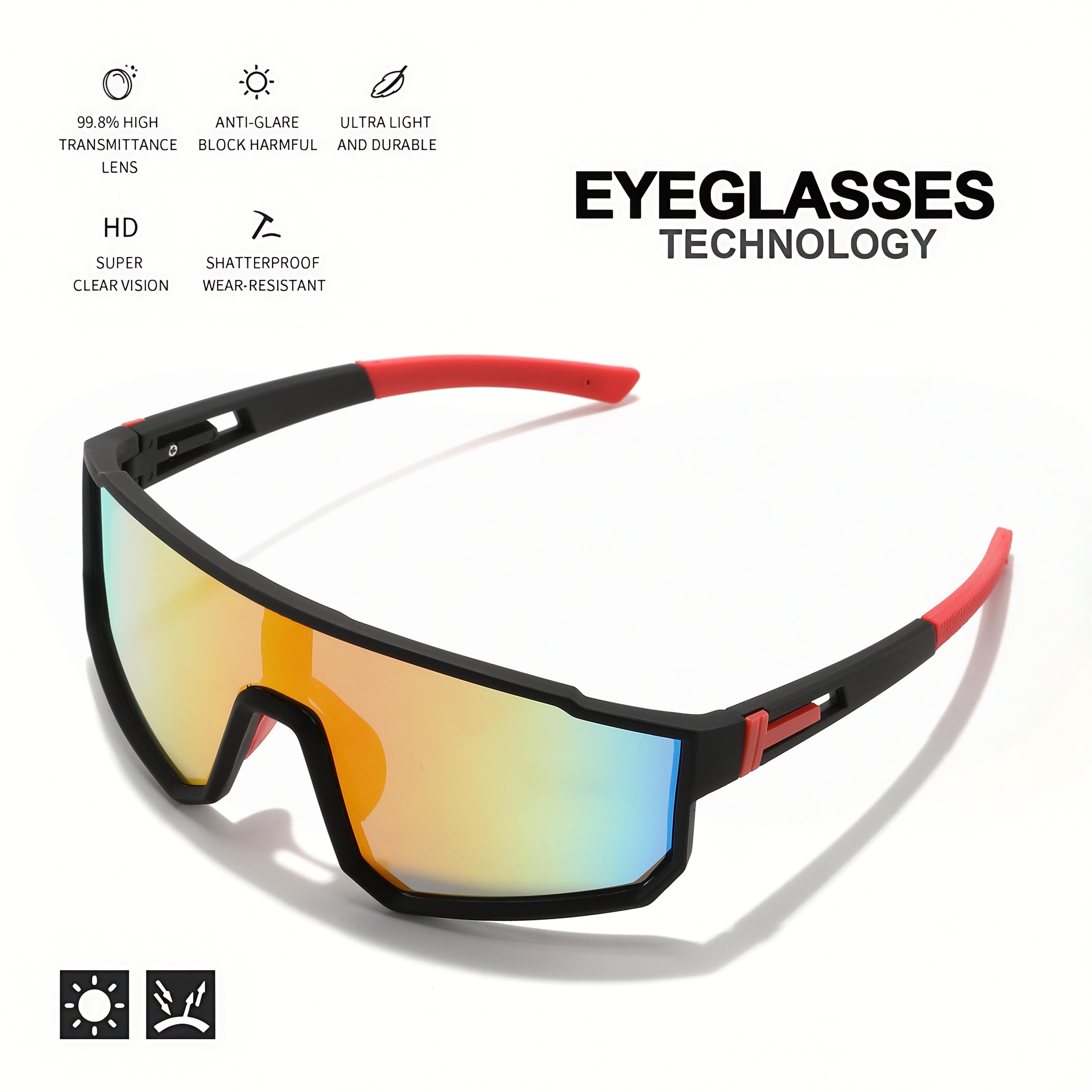 XUH 4PCS Unisex Oversized Sports Cycling Sunglasses, Colorful Wraparound UV400 Protection Windproof Glasses, Comfort Fit for Cycling Hiking Outdoor Sports,summervibes
