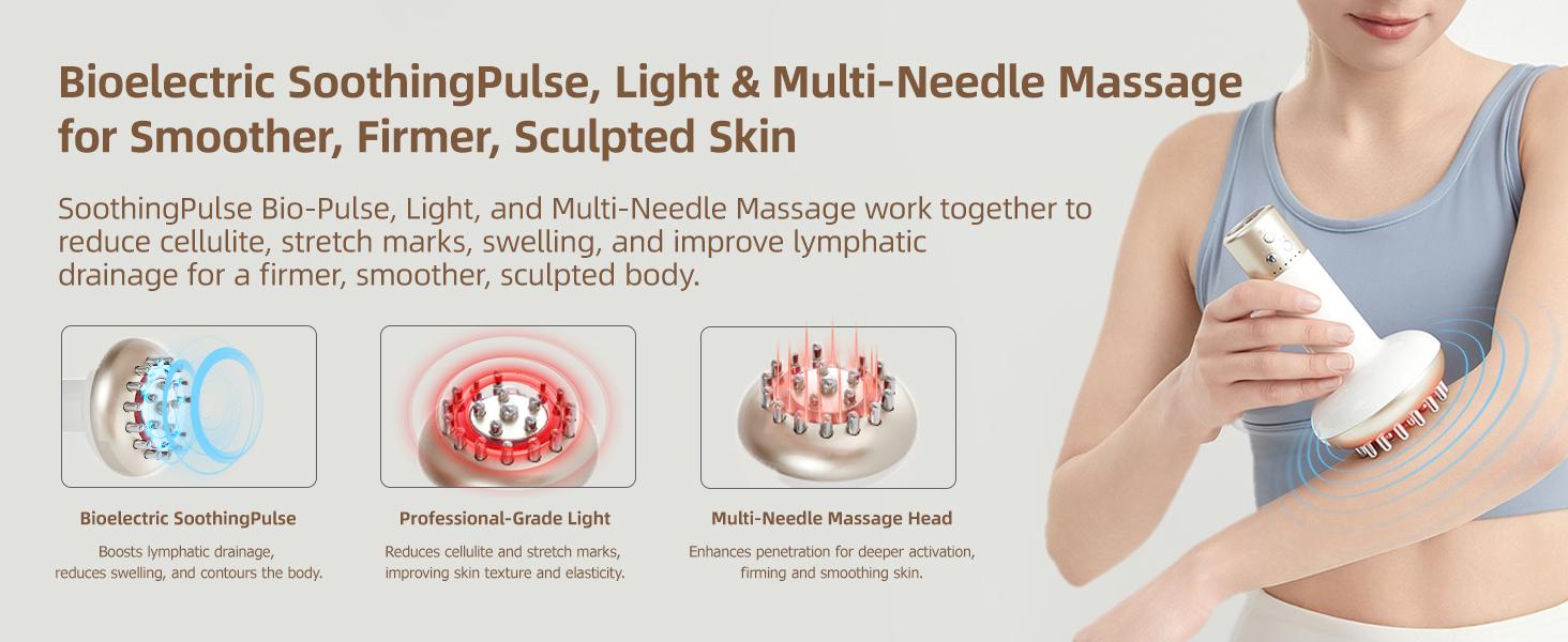 【TikTokShopRestock】Deep Tissue Massager for Sciatica & Back Pain Relief - Electric Pulse Device with Heat, Vibration, Red Light Therapy for Leg, Hip & Nerve Pain, Portable (Gold）) Detox Gift mini