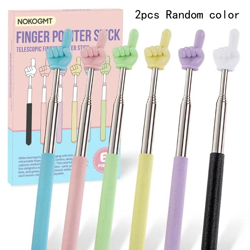 Classroom Extendable Pointer Stick, Classroom Supplies, Teacher Finger Tool, Colorful Demonstration Pointer Rod, Child and Adult Extensible Pointer
