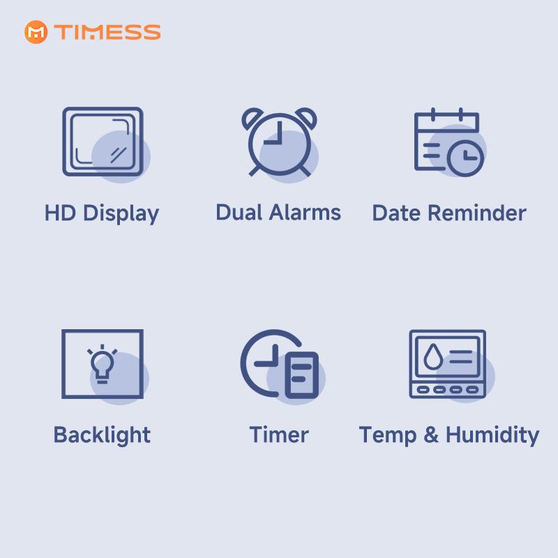TIMESS New Multifunctional LED Alarm Clock, 11-Inch Large Digital Screen with Big Numbers, Temperature & Humidity Display, Date Reminder, Timer Function, 3-Level Backlight, USB Powered, For Bedroom, Living Room, Office, Mother's Day Gift summervibes