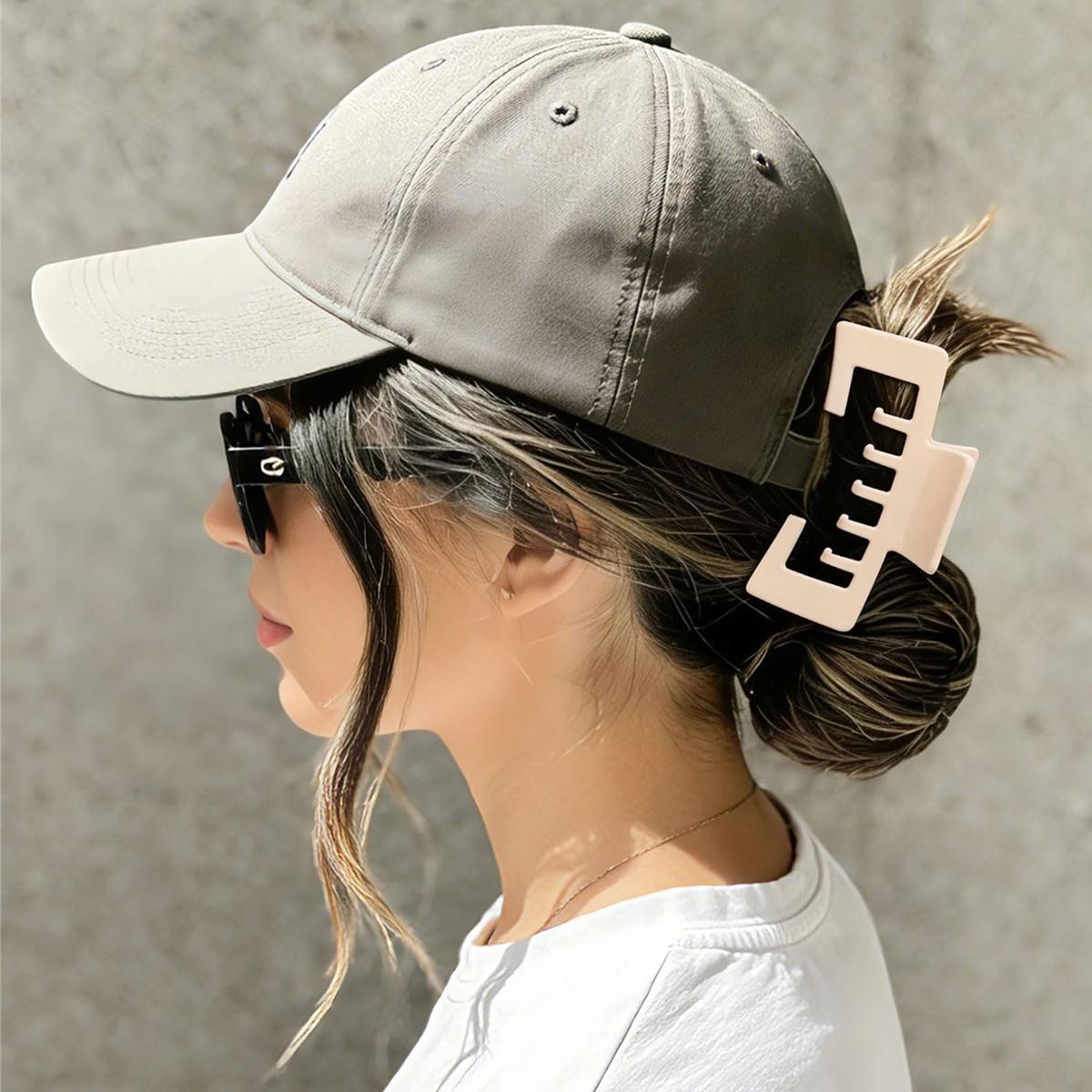 4-Pack Hat-Friendly Hair Claw Clips For Women, Strong Hold Comfort Styling Clamps For Thick Hair, Works With Baseball Caps & Trucker Hat Hairstyles, Trendy Hair Accessory For Daily Styling And Gift Giving