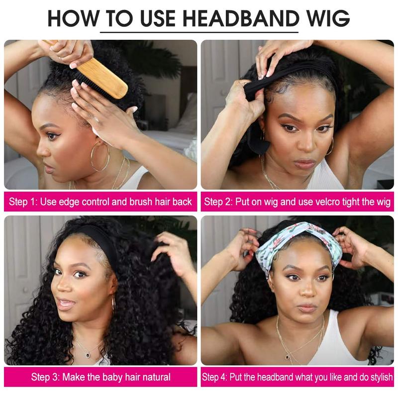 Bling Hair VIP Kinky Curly Headband wig Human Hair No Gel Kinky Curly Headband Wigs for Black Women 180 Density None Lace Front Wigs Human Hair #headbandwig #TikTokShopHolidayHaul