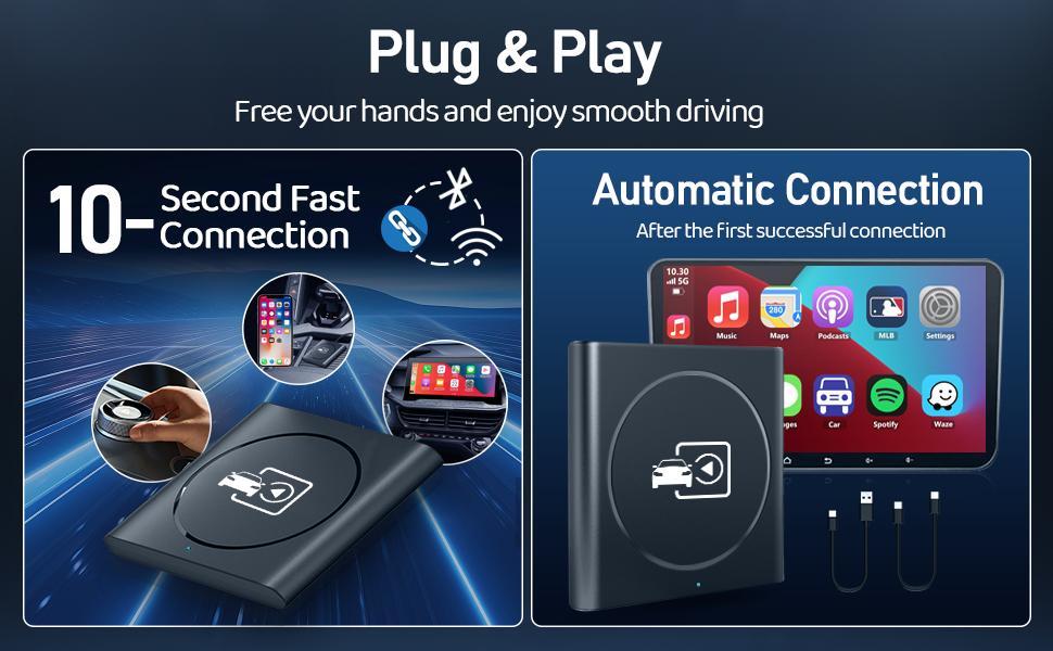 【PASLDA】Wireless Carplay Adapter for Apple iPhone iOS 10+, Converts Wired to Wireless Carplay Dongle, Plug & Play Carplay for Cars from 2026 【PASLDA】Wireless Carplay Adapter for Apple iPhone iOS 10+, Converts Wired to Wireless Carplay Dongle, Plug & Play Carplay for Cars from 2026