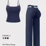 Women's Two-Piece Sports Set with Padded Bra Top and High-Waisted Yoga Pants, Solid Sports Sets, Fitness Clothing, Women Workout Clothes, Soft Stretchy Fabric, Comfortable and Non-Irritating