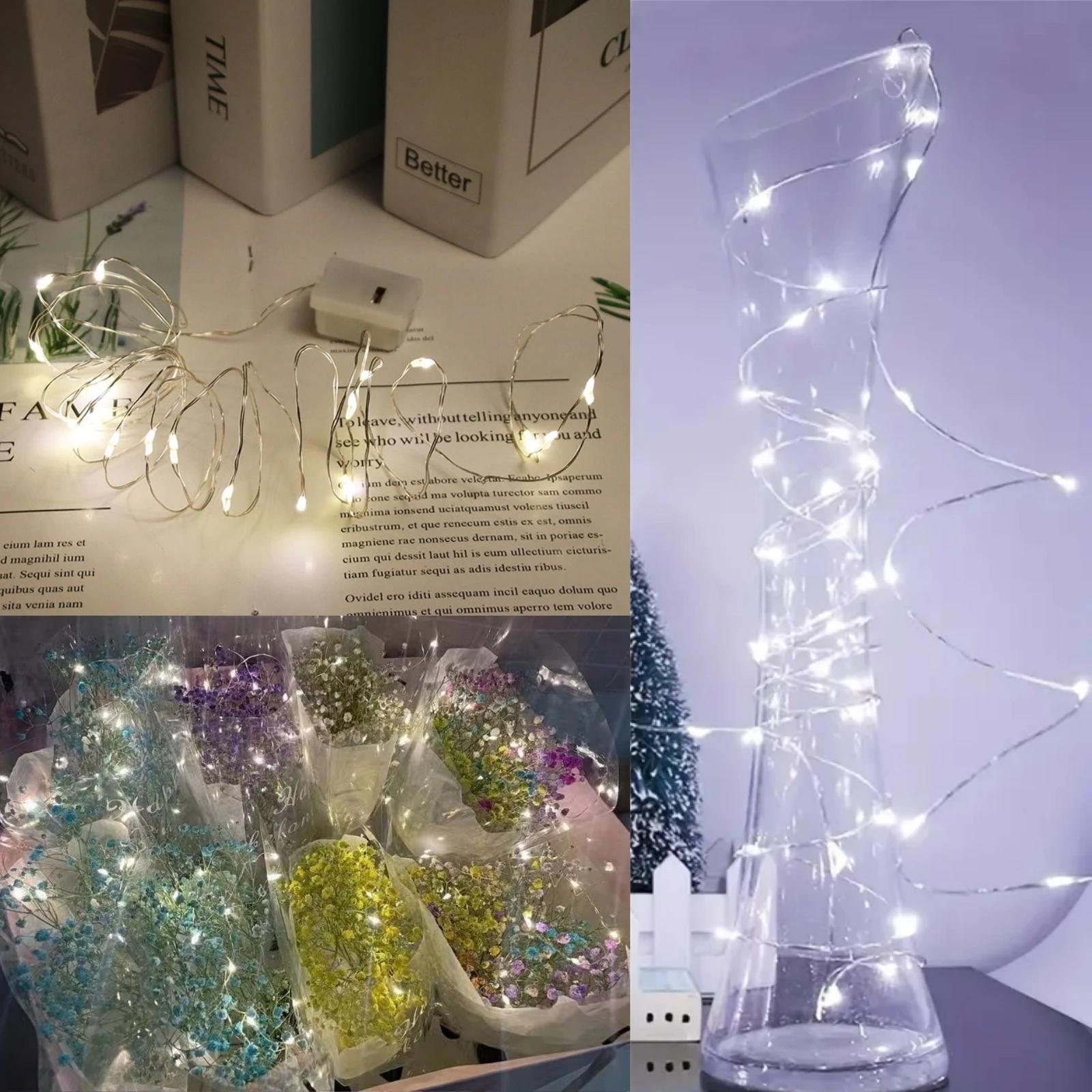 20Pcs Battery Operated Copper Wire LED String Lights 200cm/78Inch/20LED 3Modes Mini Firefly Fairy Lights Warm/Multi/Red/Green/Blue/Pink/ Purple/White Perfect for BOBO balloon, birthday room, camping, flower, party, wedding, Christmas