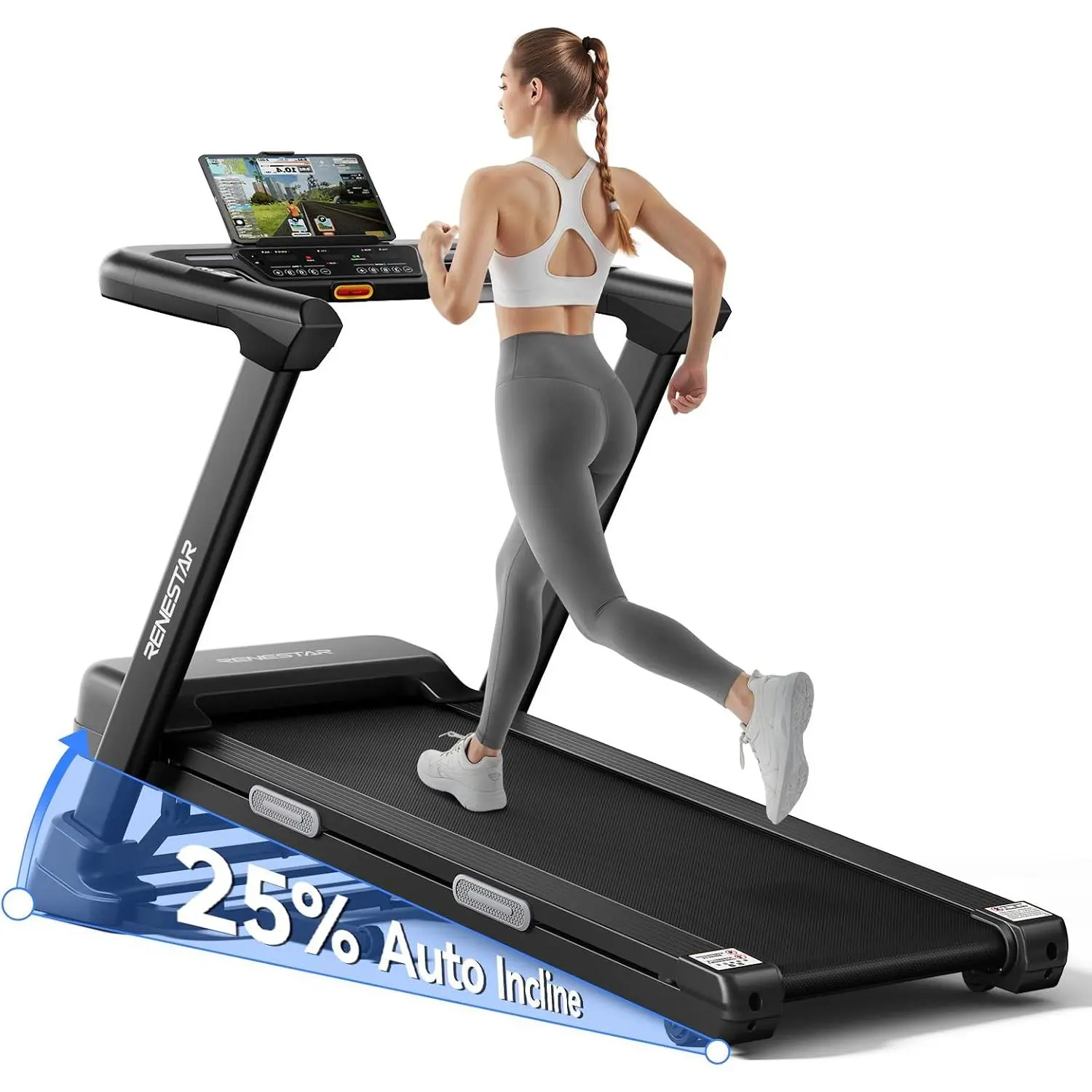 JC Treadmill with 25% Auto Incline, 10.0 MPH Running Machine for Home, Folding Home Fitness Equipment