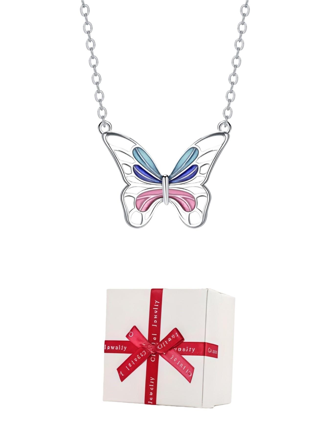 Fantasy Butterfly Gradient Wings Original niche high-end butterfly necklace.Paired with a surprise double-door preserved rose jewelry gift box.Ideal gift for festivals, birthdays, Mother’s Day and Valentine’s Day.
