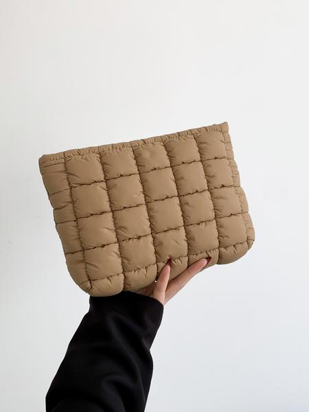 Autumn Winter New Solid Color Quilted Handbag, Large Capacity Travel Storage Bag, Zipper Design, Women's Portable Travel Organizer, Holiday Gift, Durable Pouch