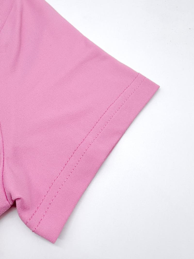 Women's Slim-Fit Short Sleeve Crop Top, Casual Plain Design, Perfect for Daily Wear & Outdoor Activities, All Seasons Fashion