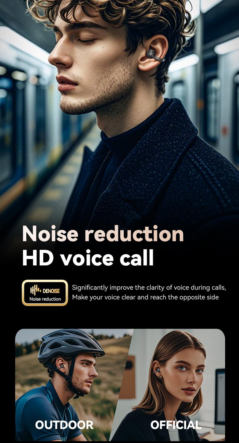 Clip On Ear Earbuds With Audio-Visual Future Touch Screen, Audio Wireless Headphones for Music & Phone Calls,Sport Waterproof & Sweatproof