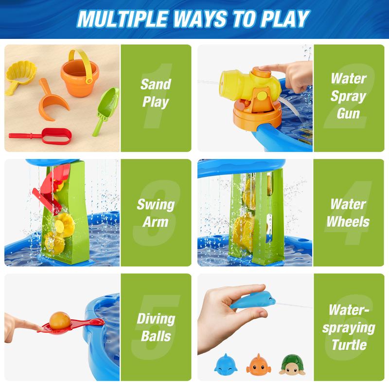 3-Tier Water Table for Toddlers,Summer Showers Splash Tower Water Table for Kids,Water Toys with Umbrella,Suit for Outdoor/Indoor Sensory Toys for Kids,Birthday Christmas Halloween Gift for Boys & Girls