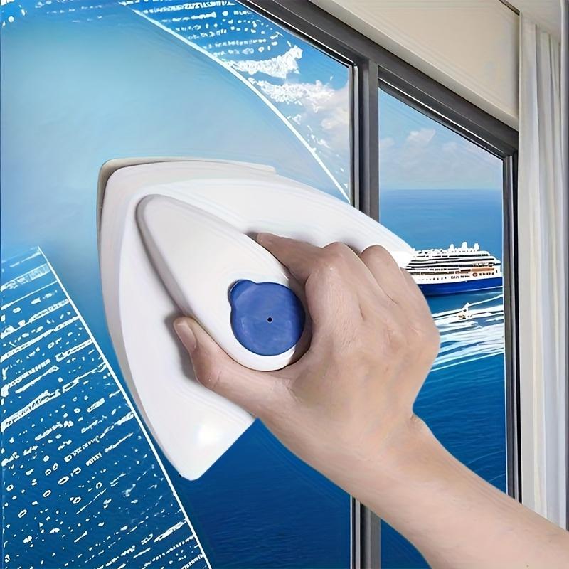 Double-Sided Magnetic Window Squeegee Home Cleaning Tool, Scratch-Free Glass Cleaner, Ring Handle, Suitable for 3-8mm Glass, Durable Plastic Design