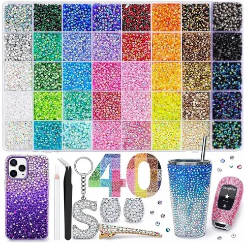 40 Color with 40000Pcs Jelly Rhinestones synthetic beads With Kit for Bedazzling 3mm Multicolor synthetic beads Resin Flatback beads for Art Bedazzler Kit for Crafting Book Shoes Nail Art Glitter Decorative Nails Glam Pack Glitter graduation gift