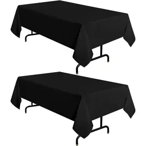 Two-piece set of black tablecloths, 60 x 102inch inches, rectangular 6-foot tablecloth - stain-resistant, wrinkle-free, washable polyester tablecloth, suitable for dining tables, buffet parties, and camping: Home & Kitchen