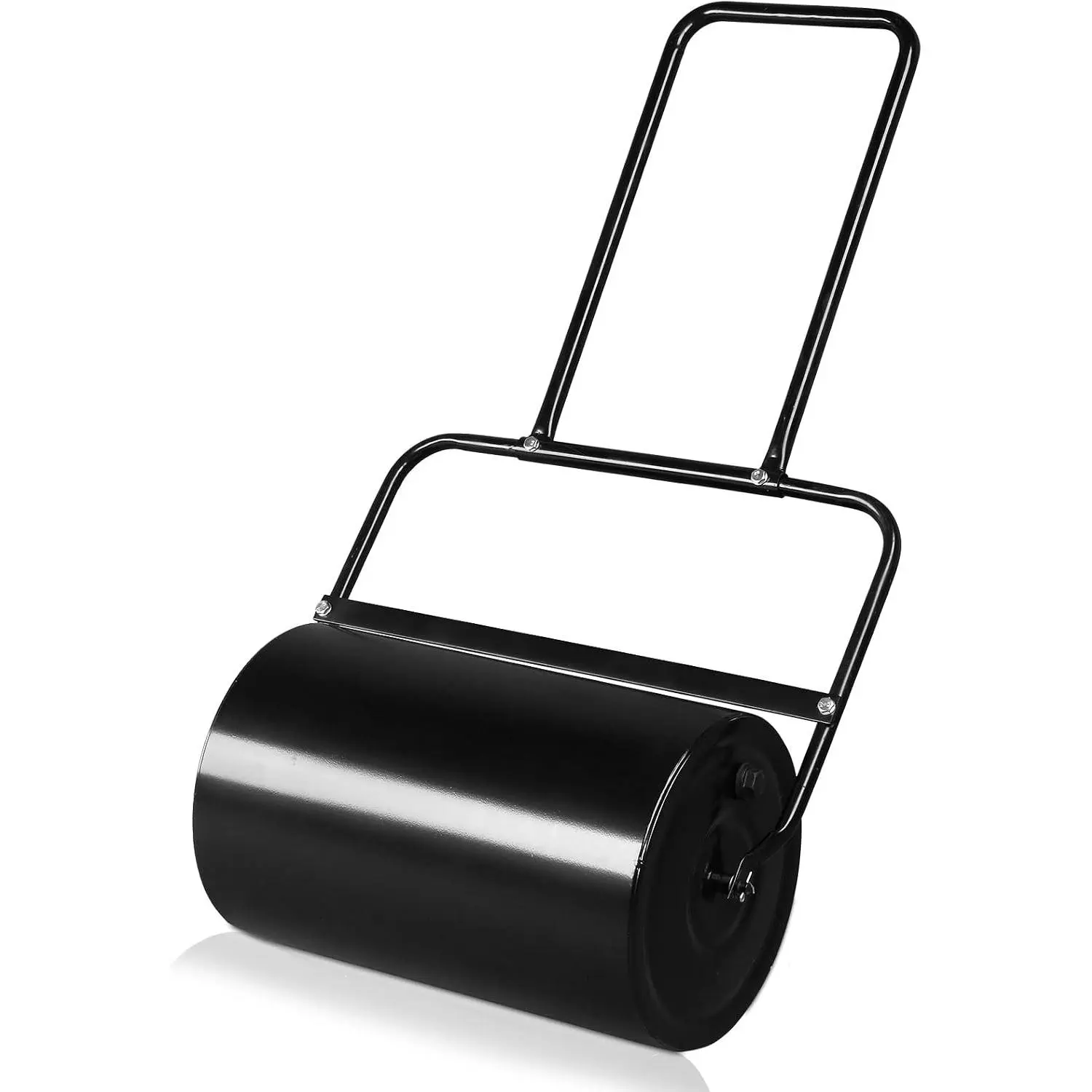 Lawn Roller, 10 Gallons Water and Sand Filled Garden Drum Roller with U Shaped Handle Tow beind Sod Roller for Planting, Seeding(Black)
