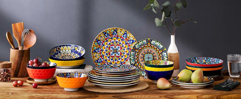 vancasso 12/16/18/24 Pieces Dinnerware Sets, Plates and Bowls Set, Porcelain Dishes Set for 4/6, Microwave and Dishwasher Safe, Scratch Resistant, Bohemian Style Dining Ware Service for 6, Series SIMI vancasso 12/16/18/24 Pieces Dinnerware Sets, Plates and Bowls Set, Porcelain Dishes Set for 4/6, Microwave and Dishwasher Safe, Scratch Resistant, Bohemian Style Dining Ware Service for 6, Series SIMI