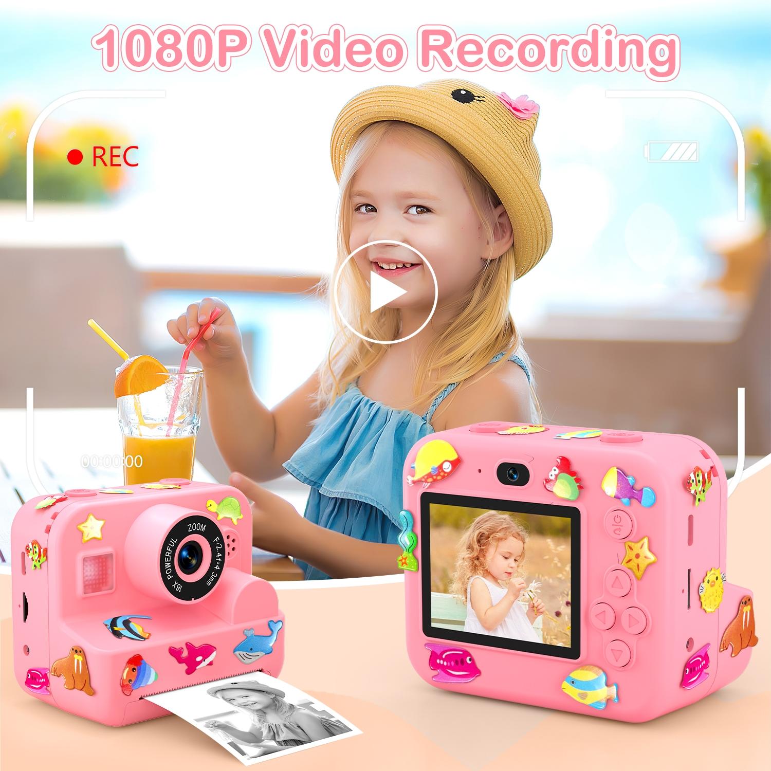 Instant Printing Camera, 16x Digital Zoom HD Digital Camera with 32GB SD Card, Perfect Birthday Gift