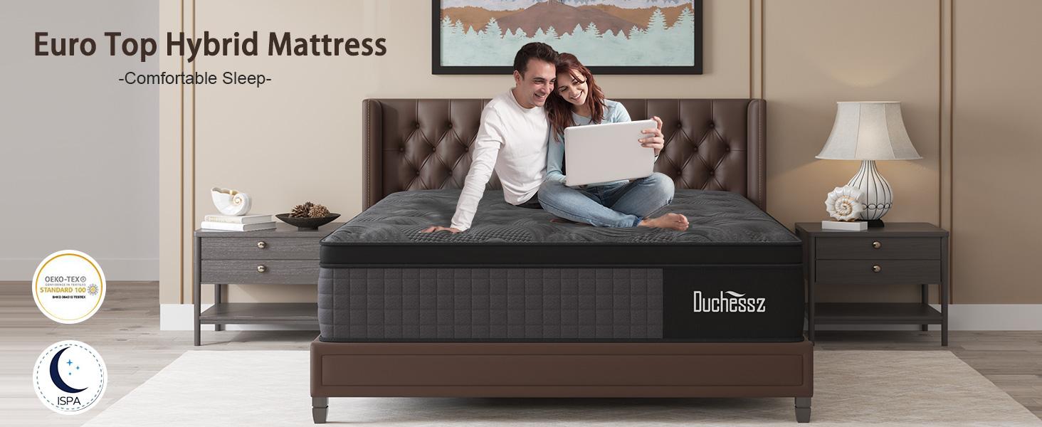 Duchessz 10"12"14" Twin Full Queen King Size Mattress in a Box Hybrid Spring Memory Foam, Medium Firm Ergonomic Mattress