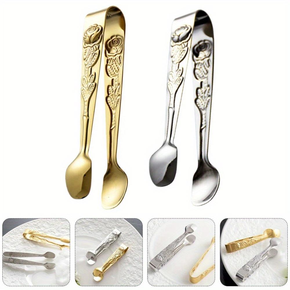 1pc ice tongs, sugar cube tongs, ice cube tongs, fruit tongs, bar ice bucket tongs, rose-shaped tongs, sugar tongs, mini food tongs, rose-patterned ice cube tongs, cookie tongs, lemon slice tweezers