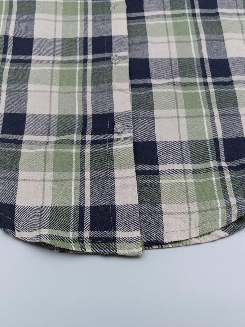 Women's Plaid Print Button Front Shirt Dress, Casual Drop Shoulder Long Sleeve Collared Short Dress for Spring & Fall, Women's Clothes for Daily Wear