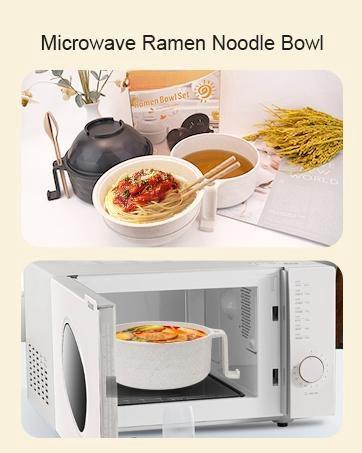 MIUVA Ramen Bowls Set with Microwave Soup Bowl Ramen Cooker BPA-Free Dishwasher Safe Includes Chopsticks Spoon Eco-Friendly PP Materials Quick Convenient Tableware Sets Thanksgiving tableware Value Pack Christmas Gift Set Stock Up  Filter Cover
