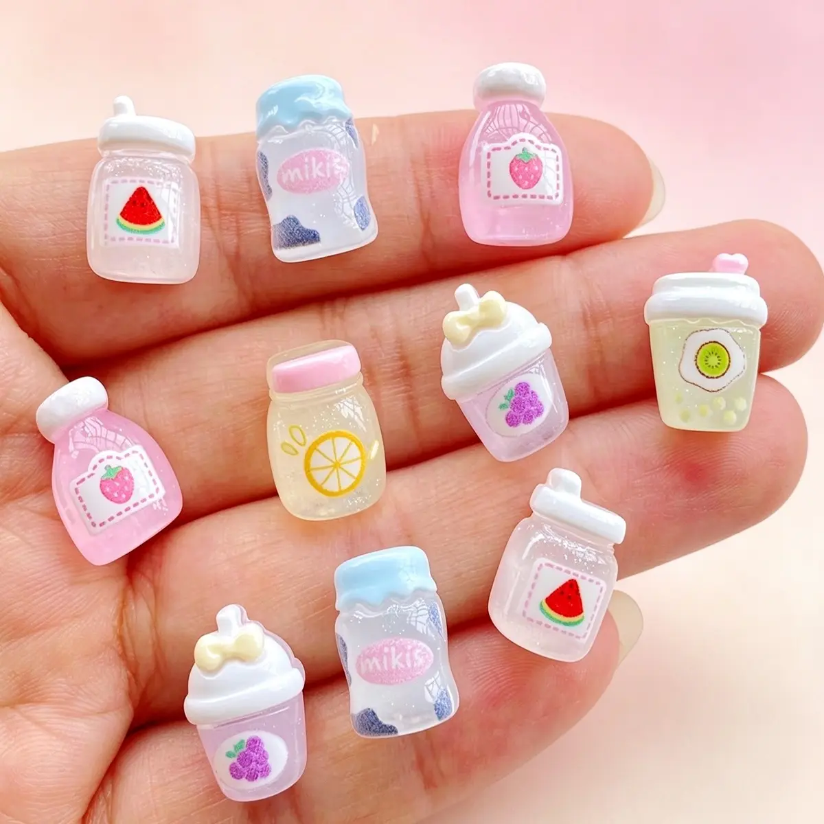 20pcs Mixed Color Resin Mini Fruit Strawberry, Watermelon, Beverage Bottle Flat Back Decoration, Resin Charms, Suitable for DIY Jewelry, Hair Accessories, Scrapbooks, Weddings - Playful Design, Perfect Gift for Christmas and Valentine's Day