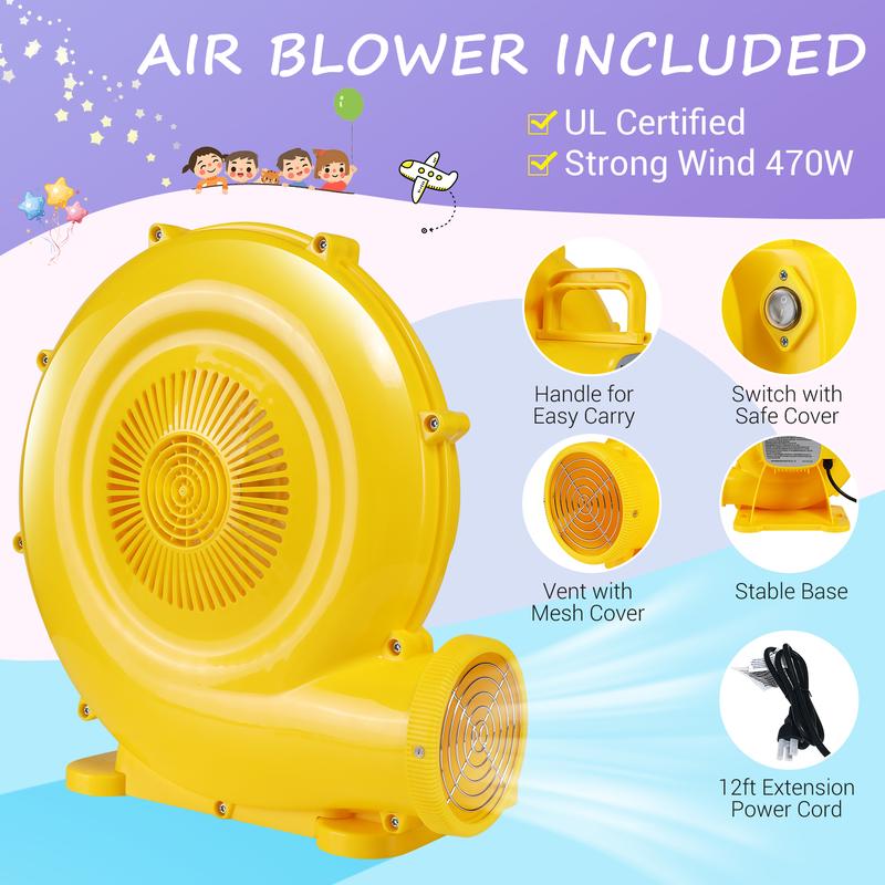 AKEYDIY Inflatable Bouncy Castle Bounce House Volleyball Game Park- Huge  Sport161‘’x82‘’x63‘’（409*208*160CM） Bouncy House with Large Bouncer Area/Dual Slides