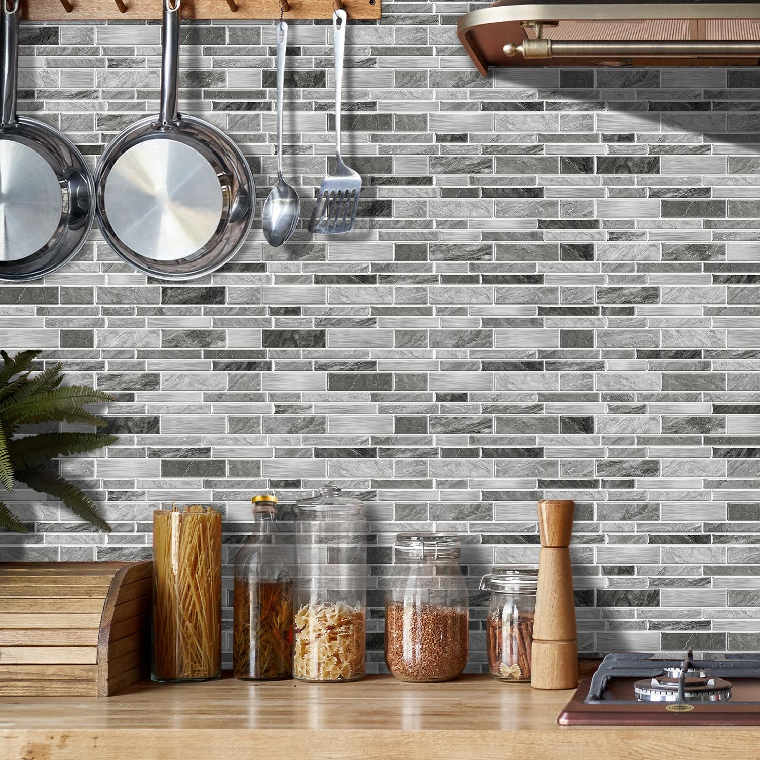 24pcs Marble Self-Adhesive Wall Tile Stickers, Decorative Wall Sticker, Bathroom & Kitchen Decor, Easy Peel-And-Stick Design, Universal Fit for Any Space