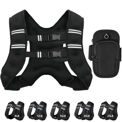 DealsForYouDays Adjustable Weighted Rucking Vest, 8-25 lbs Weight Range, with Detachable Phone Pouch for Walking, Running & Weight Training, Unisex for Men & Women Fitness
