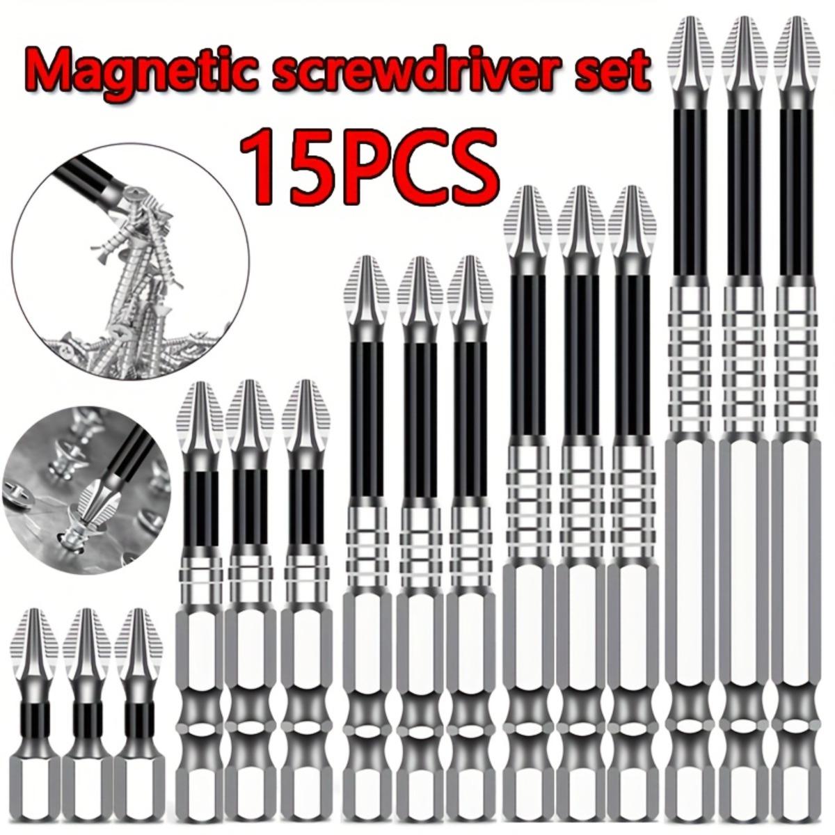15PCS K5 Threaded Drill Bit Set, Anti-Slip Impact Magnetic Screwdriver Bit Assortment, High Strength Durable Driver Bits for Electric Screwdrivers, Cordless Drills and Hand Tools, Ideal for Woodworking, Furniture Assembly and Daily Repairs