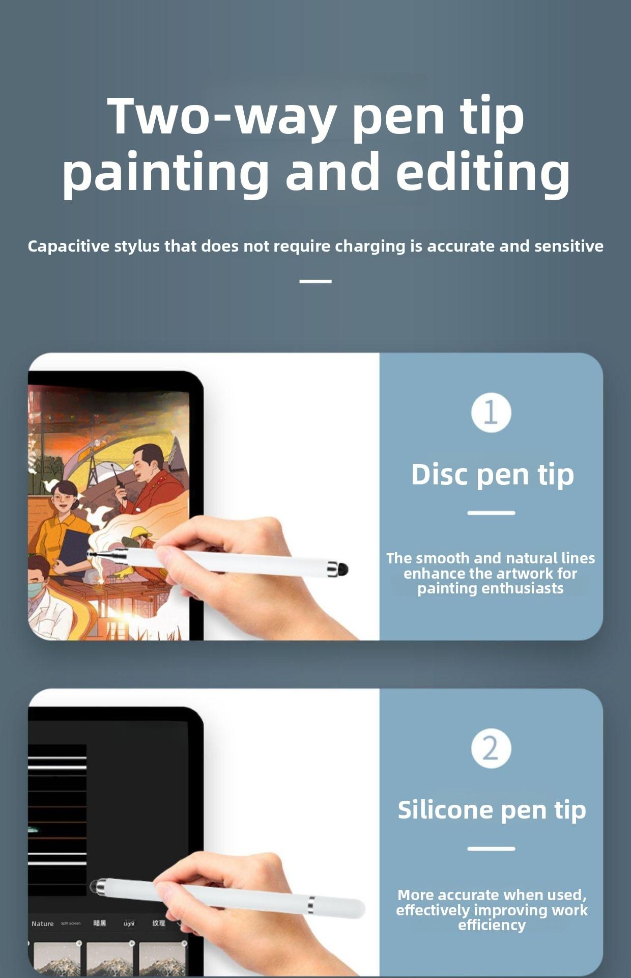 2 in 1 Dual-Head Capacitive Touch Pen, Digital Pen, High Sensitivity Precision Touch Pen, Universal for iPad iPhone Tablet Touch Screen