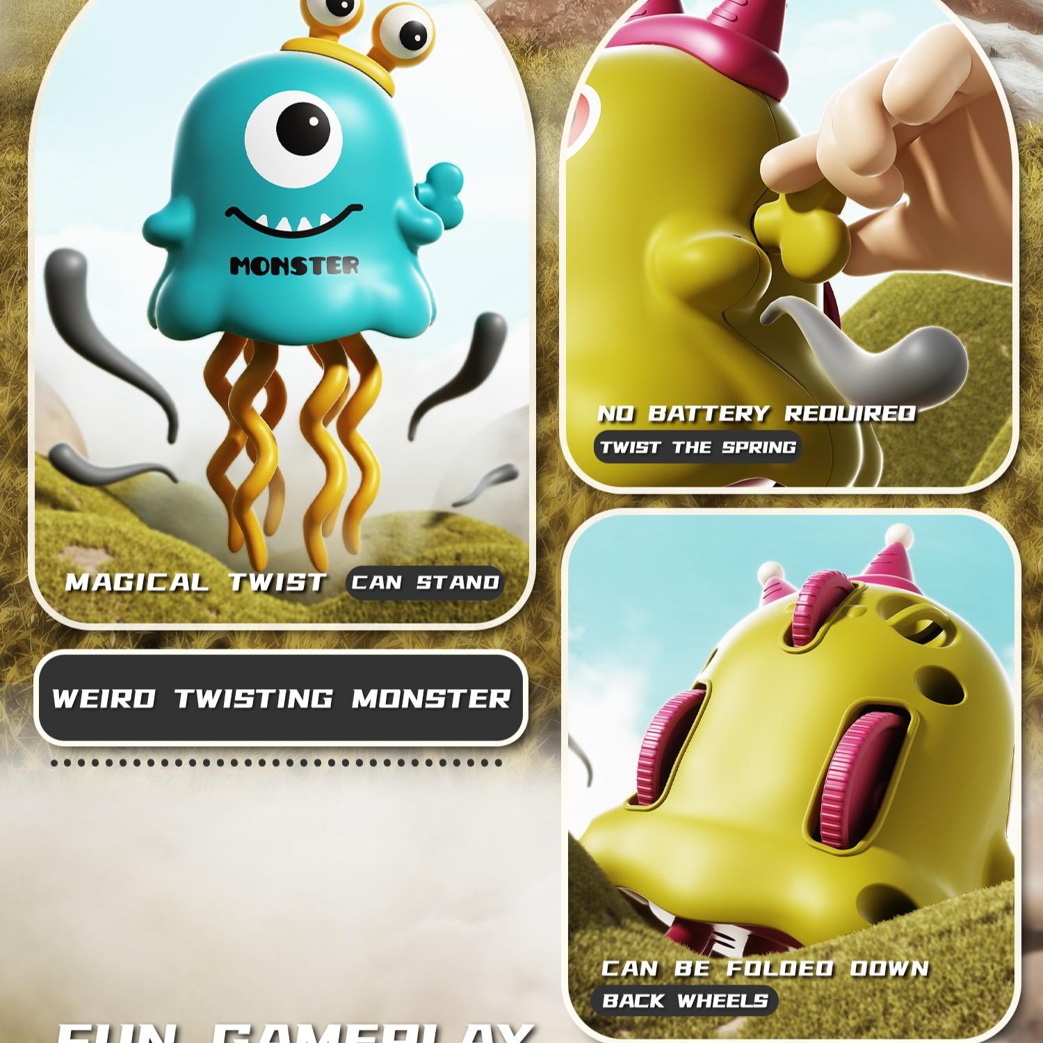 1pcs Cute Dancing Monster Wind-Up Toy, Realistic Baby Animal Stress Relief, Crawling Running Toy for Kids Aged 3+, Baby Play